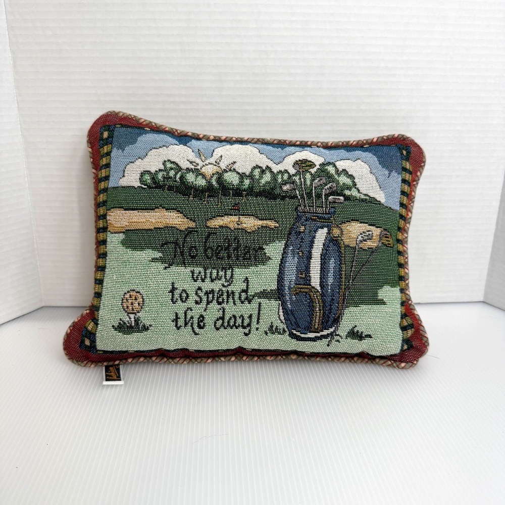 Needlepoint Tapestry Golf No Better Way Decorative Pillow 12" x 9" Father's Day
